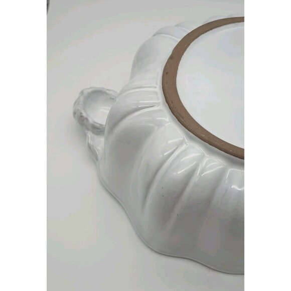 Sur La Table Bowl Embossed Pumpkin White Double Handled Serving 9" - Picture 8 of 9